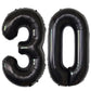 Black 30 Number Balloons Giant Jumbo Number 30 Foil Mylar Balloons For Women Men 30Th Birthday Party Supplies 30 Anniversary Eve