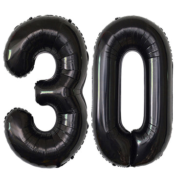 Black 30 Number Balloons Giant Jumbo Number 30 Foil Mylar Balloons For Women Men 30Th Birthday Party Supplies 30 Anniversary Eve