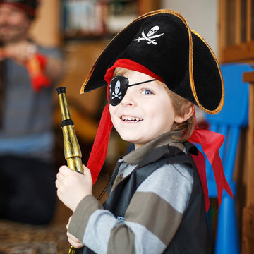 Skylety 9 Pieces Pirate Costume Accessories Telescopes Eye Patches for Halloween Cosplay (Pirate Captain Hat)