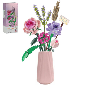 Chodia Flower Bouquet Building Blocks Sets For Adults Mini Pink Rose Lavender Botanical Collection Toys Kits Creative Birthday A