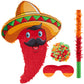 Lewtemi Mexican Piñata Small Red Chili Piñata For Birthday Party Cinco De Mayo Pepper Piñata Fiesta Party Decorations Mexican Party Supplies Decorations With Piñata Stick Blindfold Confetti Set