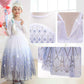 Luzlen Girls Princess Costume Kids Elsa Dress Up Outfit Halloween Birthday Party White Cosplay Dress With Wig Accessories,4-5 Years(Label 120)