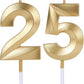 Gold 25th & 52nd Birthday Candles,Gold Number 25 52 Cake Topper for Birthday Decorations Party Decoration
