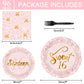 96 Pcs Rose Gold Sweet 16 Birthday Party Plates And Napkins Party Supplies Sixteen Birthday Party Tableware Set 16Th Party Decor