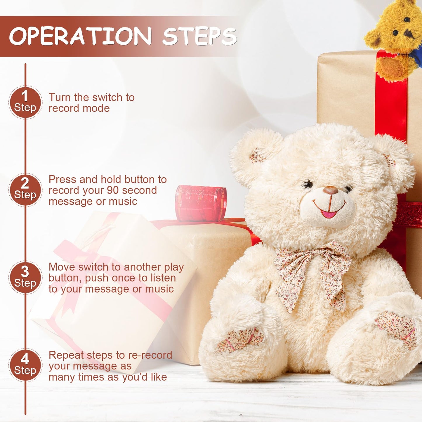 Konohan 3 Pcs Voice Recorder For Stuffed Animal, Voice Recorder Box Stuffed Bear Mini Voice Recorder Device, Diy Custom Voice Message Toy Voice Recorder For Dolls, Plush Toys And Pillows (90S Edition)
