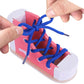 Learn To Tie Shoes - Wooden Lacing Shoe Tying Practice For Kids,Safe & Reusable Wood Shoelaces Tying Toy Educational Toy/Pink