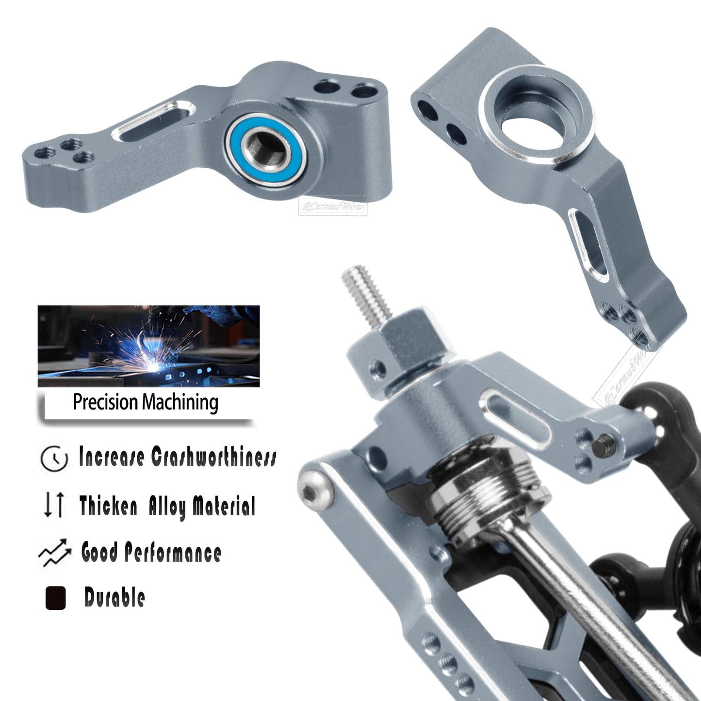 Rcarmubwow Rc Upgrades Part For 1/10 Slash 2Wd,Slash 2Wd Vxl,Alloy Aluminum Front Rear Suspension Arms,Front Steering Block,Rear