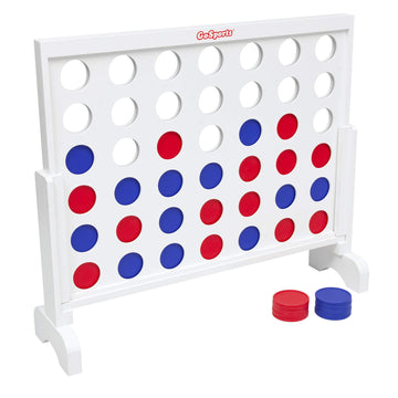 Gosports 3 Foot Width Giant Wooden 4 In A Row Game - Choose Between Classic White Or Dark Stain - Jumbo 4 Connect Family Fun Wit
