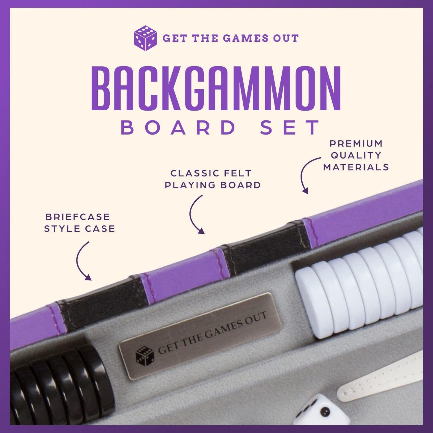 Get The Games Out Top Backgn Set - Classic Board Game Case - Best Strategy & Tip Guide - Available in Small  Medium and Large Sizes (Purple  Medium)