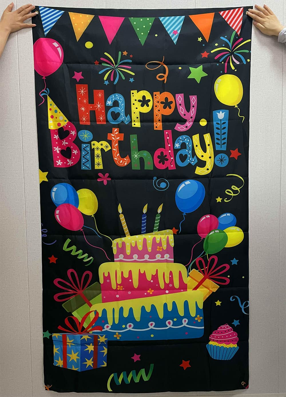 Gya Colorful Kids Birthday Party Door Banner Children Newborn Baby Shower Happy Birthday Background Balloons Candy Bar Gifts Bac