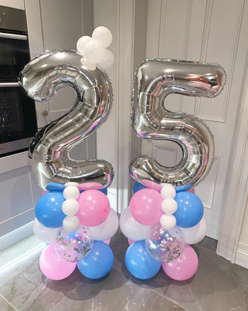 40 Inch Silver 26 Number Balloons Giant Jumbo Huge 26 Or 62 Foil Mylar Helium Number Digital Balloons Silver Birthday Mylar Digi