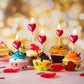 BBTO Metallic Heart Cake Candles - Red Wax Cupcake Toppers for Birthdays, Weddings, and Parties - 3.27" x 1.06" Size
