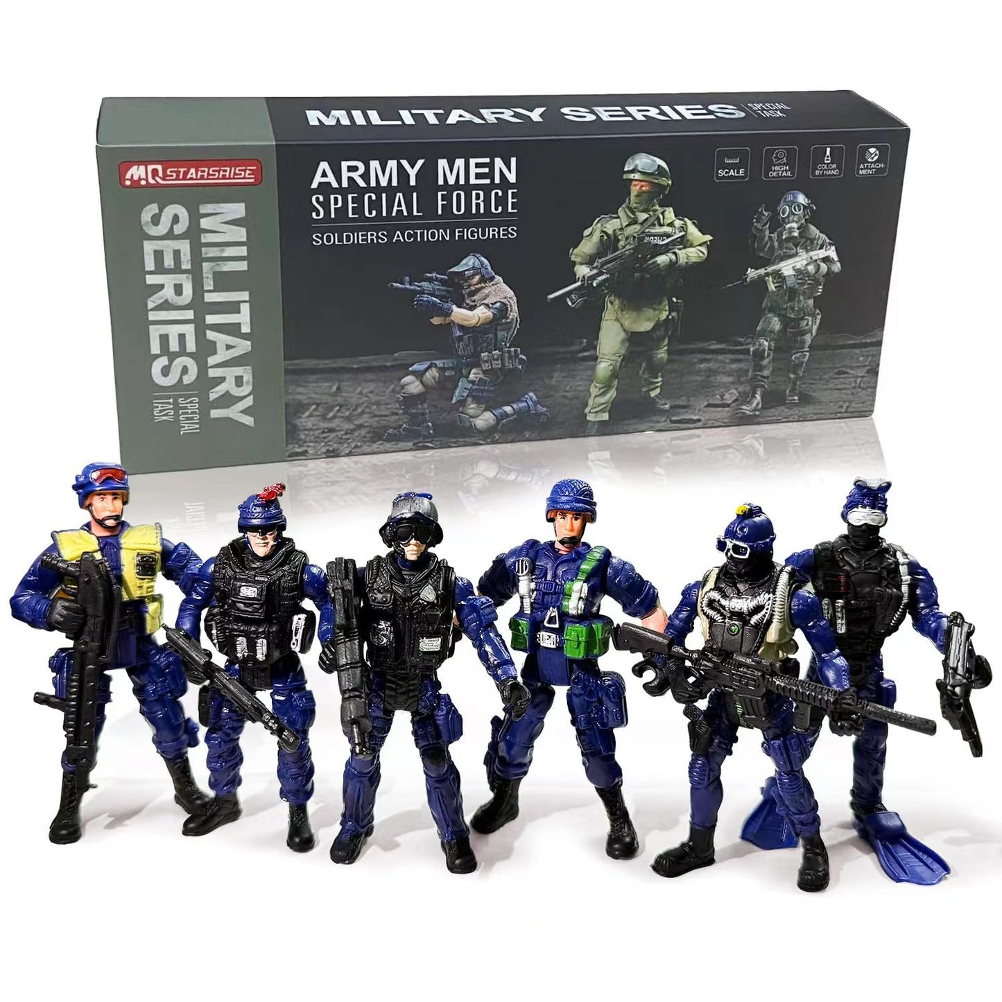 MQSTARSRISE Army Men Action Figures - Soldiers Toy Set for Boys Age 4-7  Military Playset with  - Easter Gift or Birthday Gift