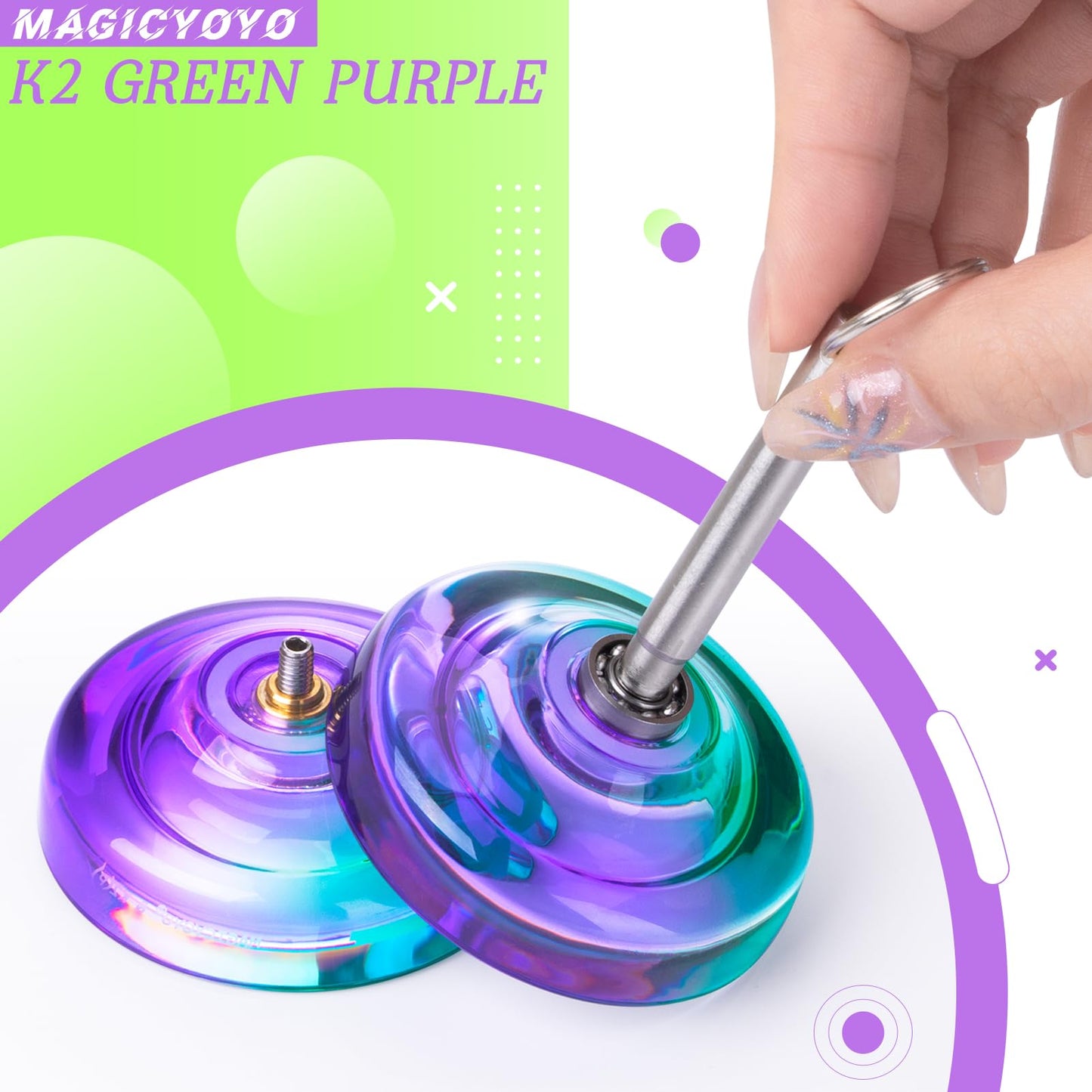 Magicyoyo Responsive Yoyo For Kids Beginners, Dual Purpose Yoyo K2 Unresponsive Yoyo For Finger Spin Tricks Intermediate Play+12