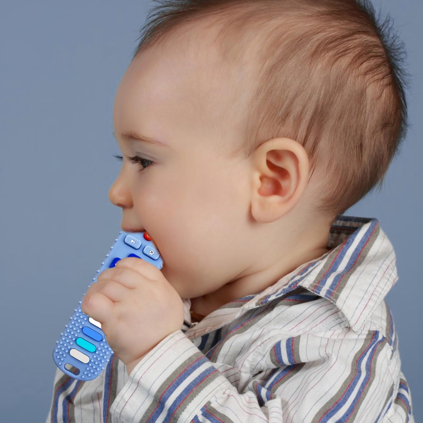 2PCS Baby Cell Phone Toy Infant Teething Sticks, Soft Silicone Baby Remote Control Shape Teethers Toys for Babies 36 Month(Black