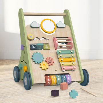 Wooden Baby Walker Wheels,Baby Push Walker For Babies 12 Months+ Montessori,Toddler Walker Push Toy Wooden Activity Walker For B