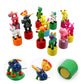 Nuobesty 12Pcs Kids Wooden Push Up Toys Kids Finger Puppets Wood Animal Figurines Press Base Thumb Puppets Animal Party Favors
