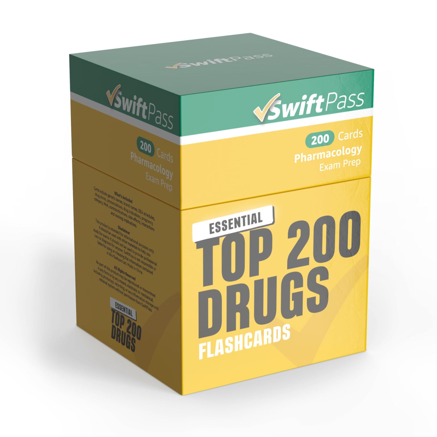 SwiftPass Top 200 Drugs Flashcards - Pharmacology Study Cards, Medium Size, Cardstock, Model SP-01