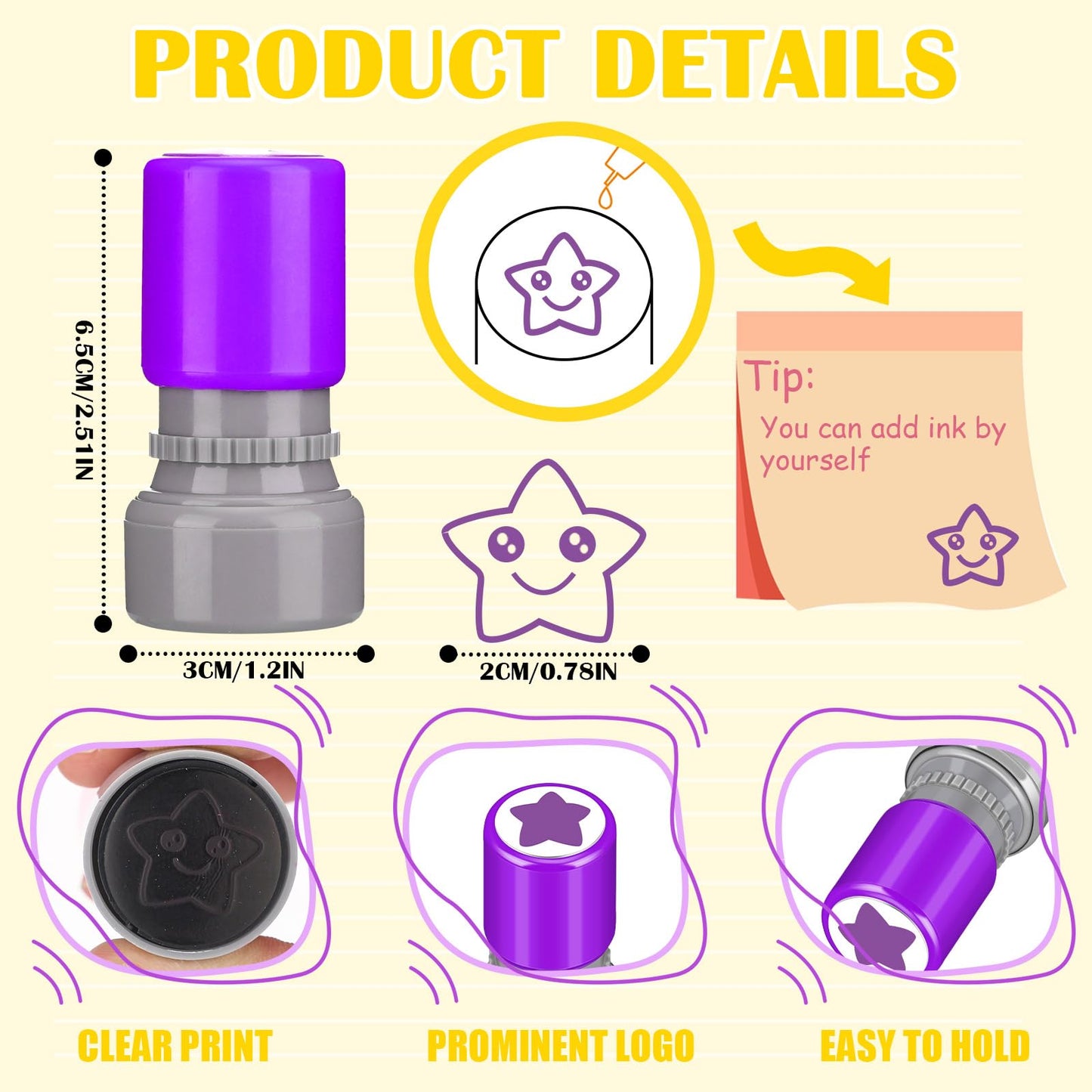 Yinder 24 Pcs Teacher Stamps for Classroom Self Inking School Classroom Stamps Bulk for Teachers Elementary Colorful Motivationa