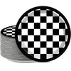 48 Pieces Black and White Checkered Flag Party Paper Plates for Race Car Party Supplies 7 Racing Car Theme Disposable Dessert Pl