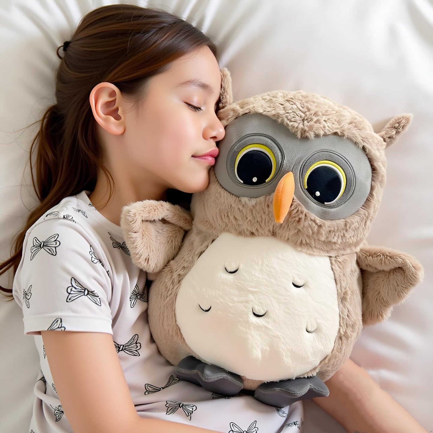 Ryttir 15.7" Gray Chubby Owl Stuffed Animal, Cotton Plush Toy for Kids and Decor