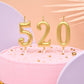PHD CAKE Gold Numeral Birthday Candles Set of 10, Glitter Cake Toppers for Birthdays, Weddings, Anniversaries, 11cm Synthetic Wax