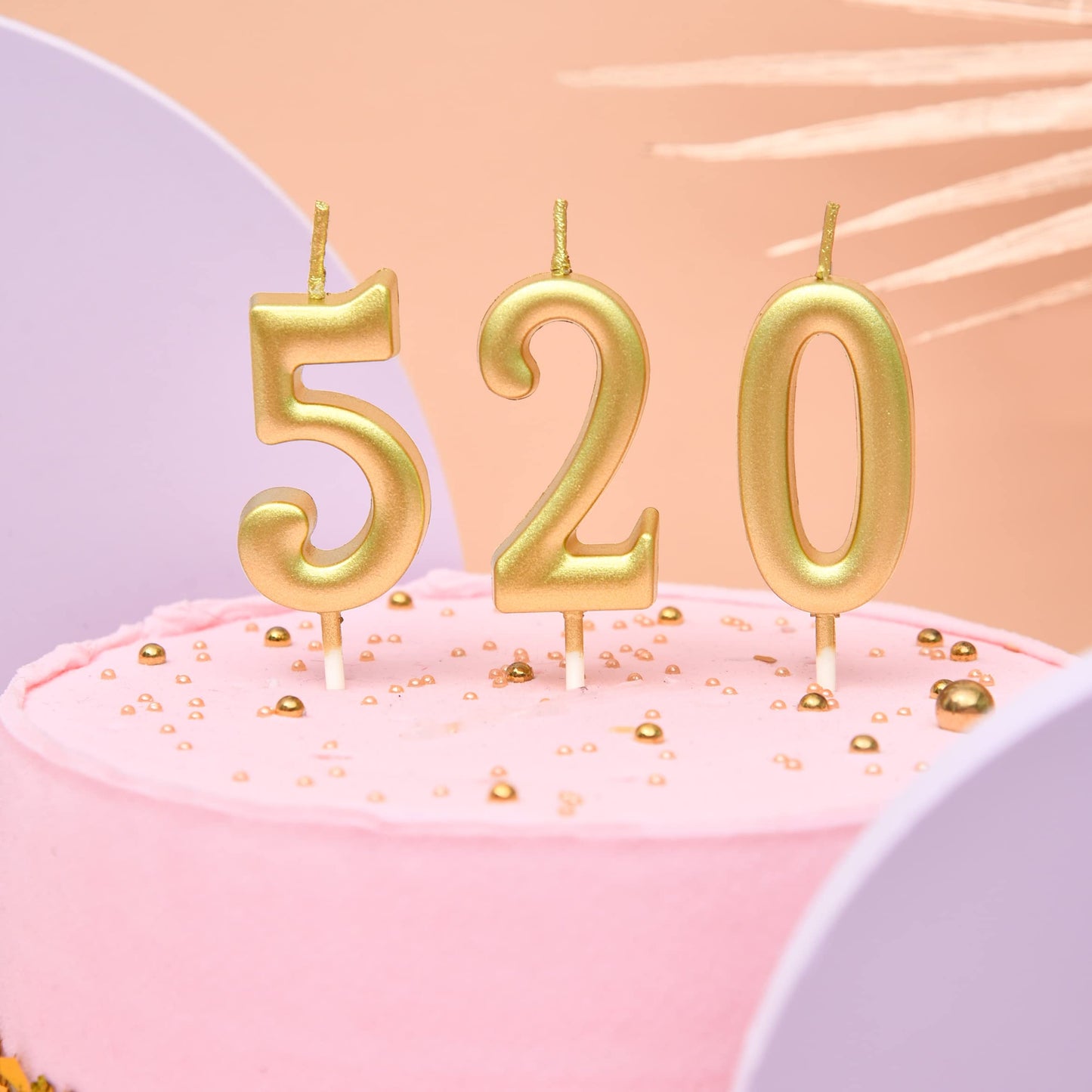 PHD CAKE Gold Numeral Birthday Candles Set of 10, Glitter Cake Toppers for Birthdays, Weddings, Anniversaries, 11cm Synthetic Wax