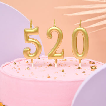 PHD CAKE Gold Numeral Birthday Candles Set of 10, Glitter Cake Toppers for Birthdays, Weddings, Anniversaries, 11cm Synthetic Wax