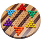 RNK Gaming Chinese Checkers 11.4 Inches Striped Wooden Board Game with Marbles for Kids and Adults