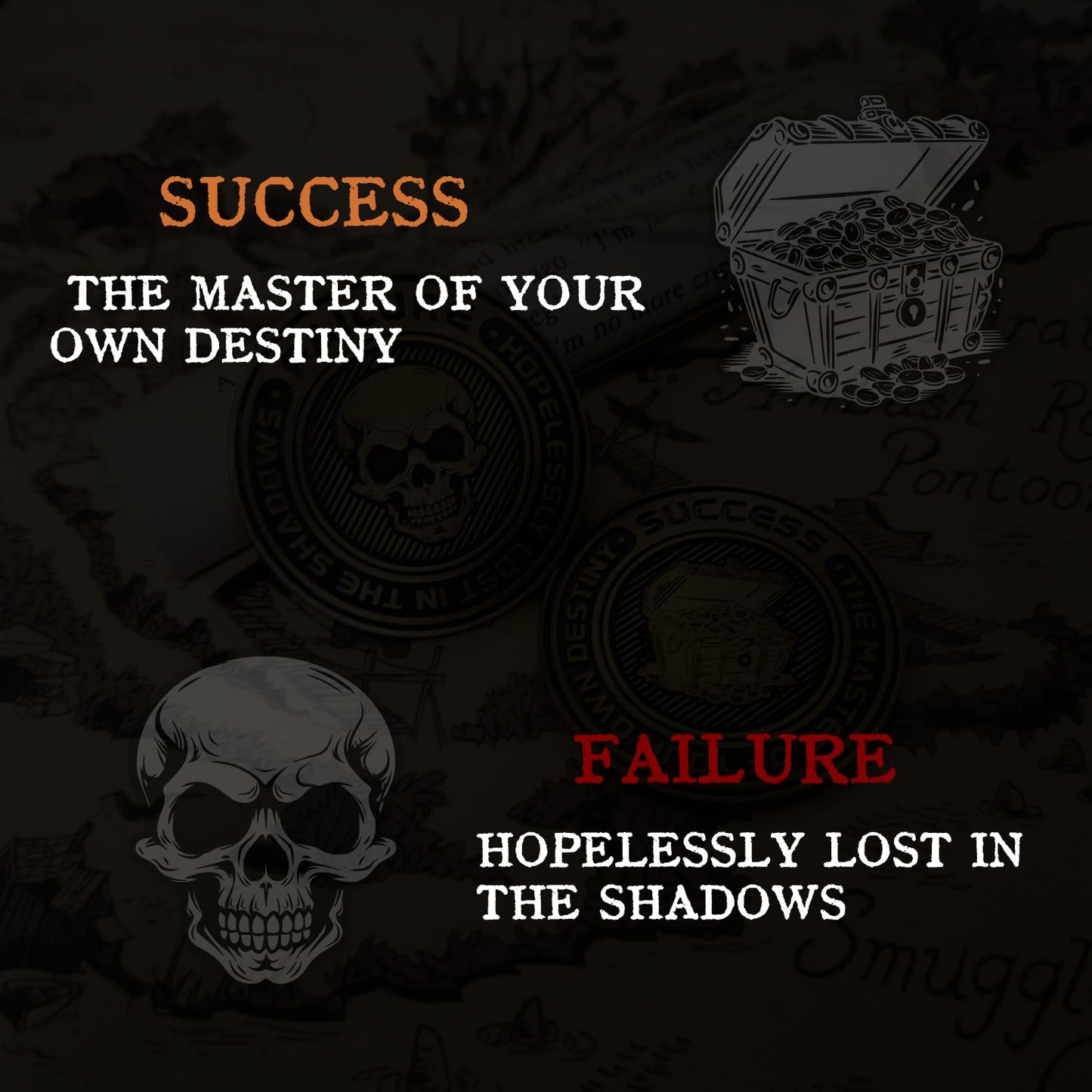 Metal D2 Dice Coin - DND Lucky Coin Retro Dual-Sided with Success and Failure Symbols for TRPG Tabletop Gaming