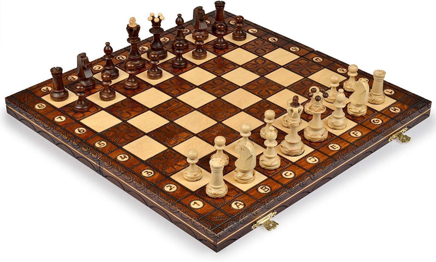Beautiful Handcrafted Wooden Chess Set With Wooden Board And Handcrafted Chess Pieces - Gift Idea Products (16' (40 Cm) Orn)
