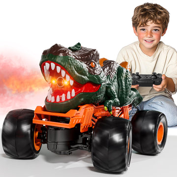 LILYBUDS 2.4GHz Remote Control Dinosaur Car Toys Gifts for 3 4 5 6 Year Old Boys Kids, Remote Control Dino Truck Toys for Kids 3