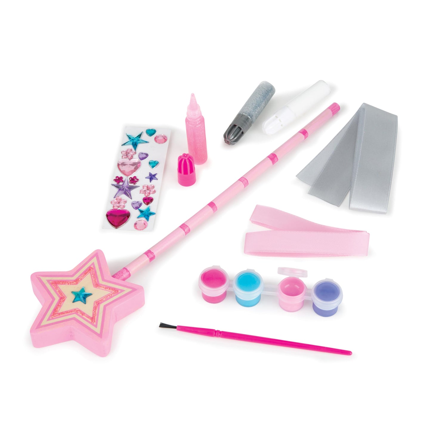 Melissa & Doug Created By Me! Paint & Decorate Your Own Wooden Princess Wand Craft Kit, Pink - Princess Crafts Great For Rainy D