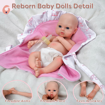 Babeside Lifelike Reborn Baby Dolls Silicone Full Body - Girl 12 Inch - Realistic Baby Dolls Newborn Full Body Silicone Real Life Baby Doll For 3+ Years Old Girls Gifts