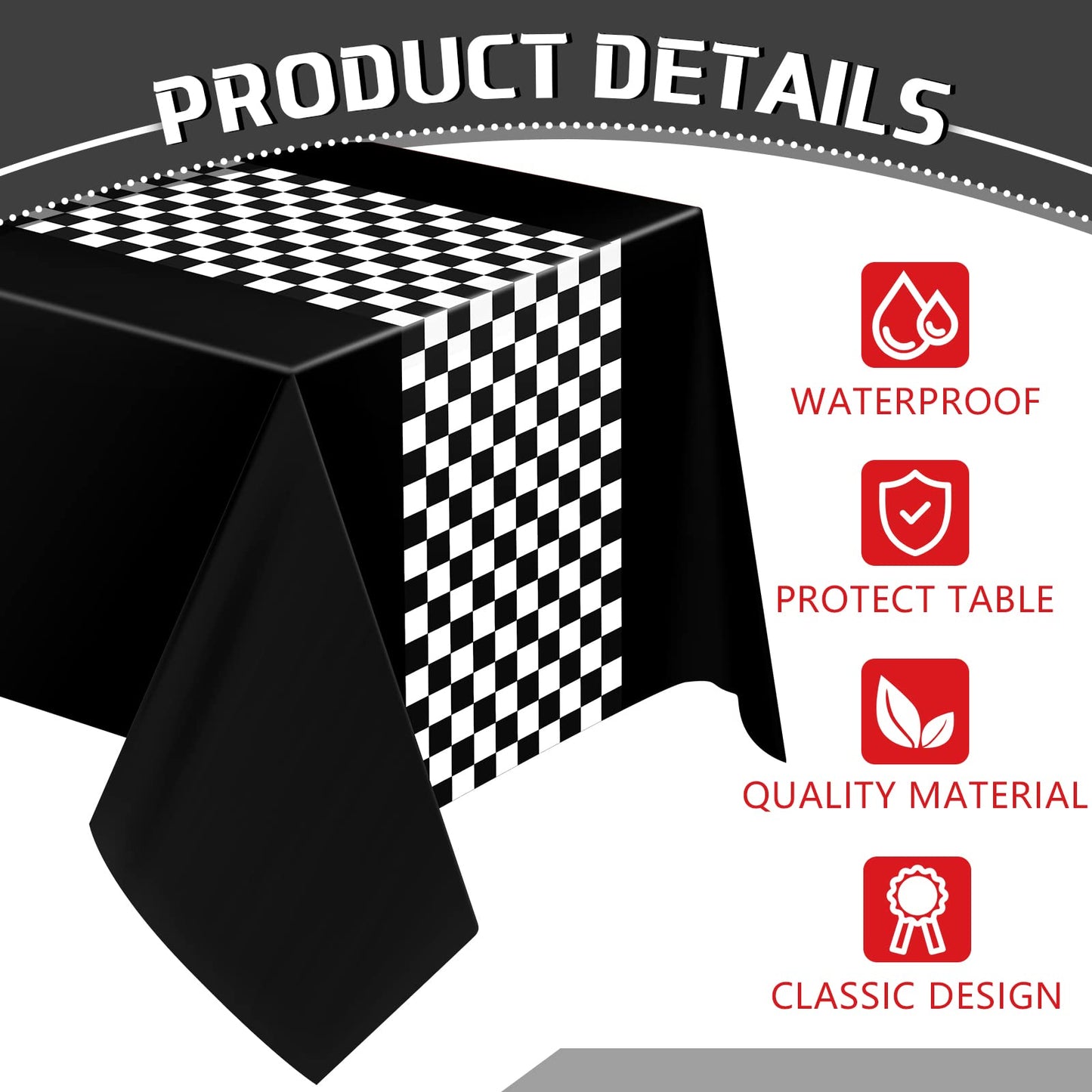 Irenare Car Birthday Party Supplies Racing Party Decorations Road Tablecloth Racetrack Table Runner Table Covers For Kids Boy Car Theme Birthday Party, 54 X 108 Inch (Black,6 Sheets)