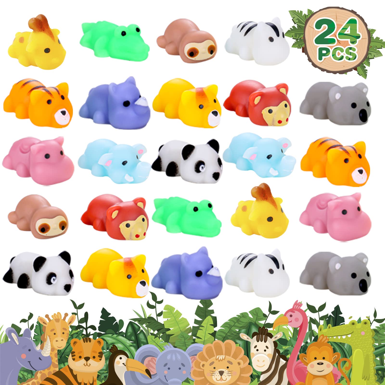 Toanwod 24 Pcs Easter Egg Fillers Mochi Squishy Toy: Easter Basket Stuffers Bunny Stuffed Squishies - Fidget Toys Bulk Stress Re