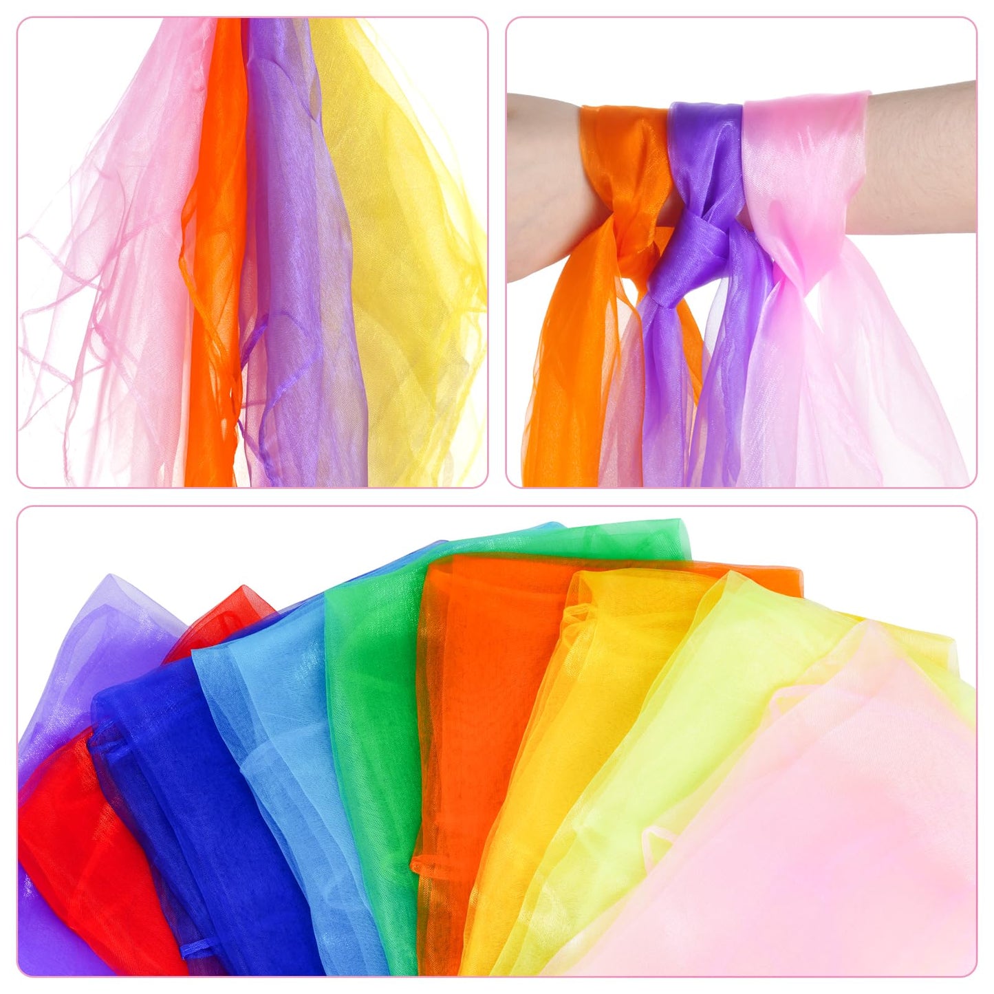 Jmkcoz 9 Pcs Square Juggling Silk Dance Scarves Magic Tricks Performance Props Accessories Movement Scarf Rhythm Band Scarf 24 I
