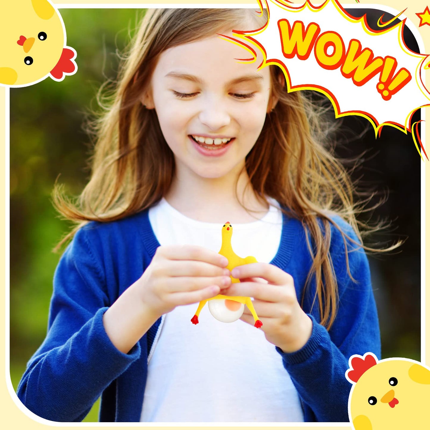 Civaner 6 Pieces 10 Cm Funny Rubber Chicken Keychain Novelty Laying Egg Chicken Stress Relief Toys For Venting Anger And Releasing Stress