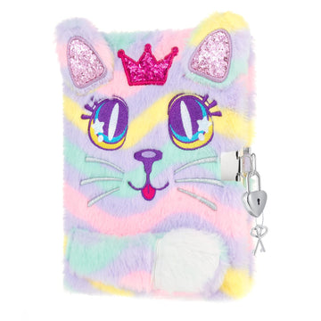 Wernnsai Plush Cat Diary With Lock And Keys - Girls Journal With Lock Diary For Girls Kids Gift Birthday Christmas Valentine School A5 Kids Journal Secret Diary Writing Drawing Notepad
