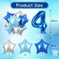 40 Inch Dark Blue Number Balloons 40, Large Royal Light Blue 40 Helium Foil Mylar Balloon, Globos Azules Self Inflating Silver S