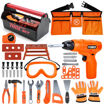 TOY Life Kids Tool Set for Boy Ages 4-6 with Kids Tool Belt, Toddler Tool Set, Tools for Kids, Kids Tool Box, Toy Tool Set with 