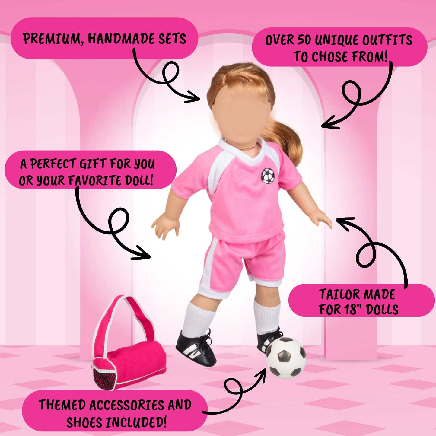 Harley Quinn Inspired Doll Outfit (7Pc Set)- Super Hero Clothes & Accessories Compatible W American Girl Doll- Includes Shirt, S