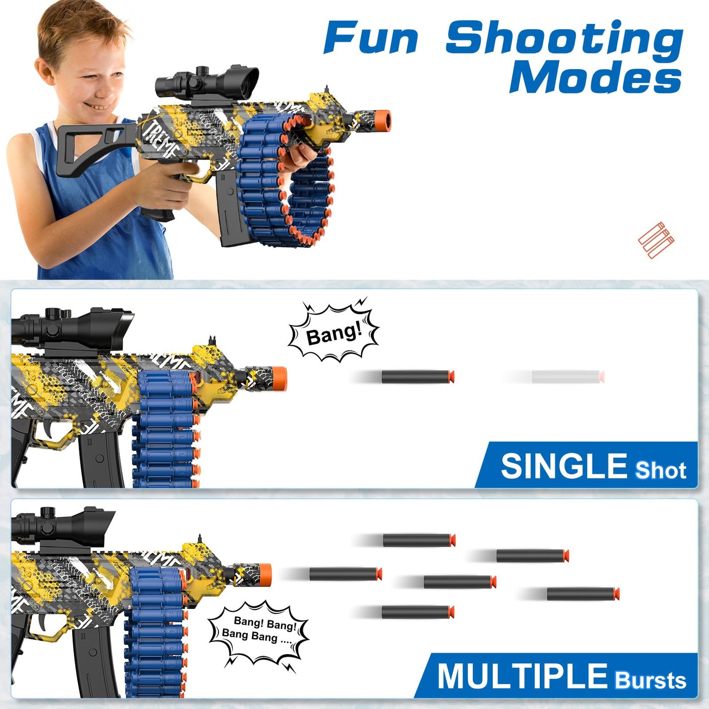 Electric Automatic Toy, Toy With 30 Dart Clips And 100 Foam Darts, Outdoor Shooting Games Toys For 6-12 Year Old Boys & Girls Ad