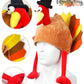 Hikkcos Thanksgiving Turkey Hat And 3 Packs Bead Necklaces Turkey Head Costume Plush Gobbler Hat For Thanksgiving Trot Dress Up