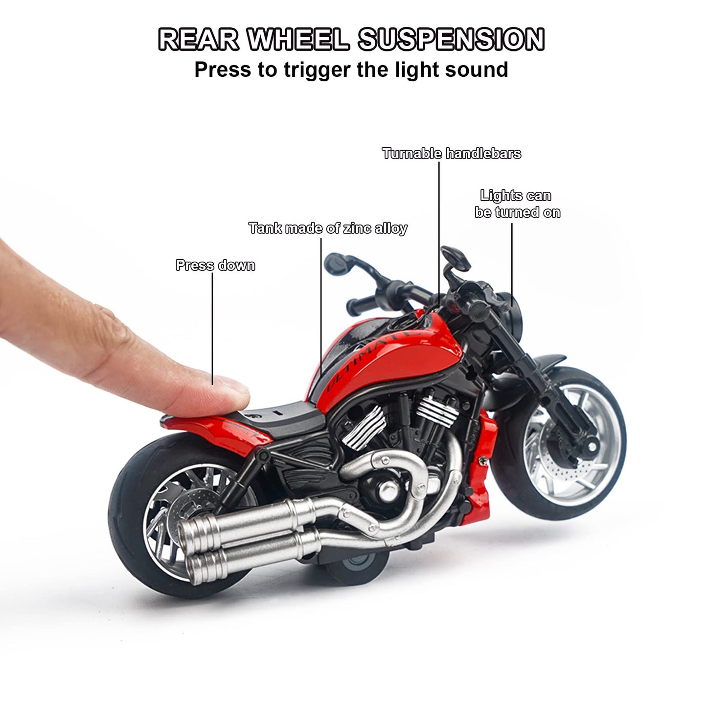 Ming You Pull Back Motorcycle Toys - Toy Motorcycle With Flashing Light Up And Sounds For Aged 3+ Kids Christmas Birthday Gifts.