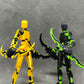 Altuco Assembled T13 Action Figure With Multiple Accessories, Black-Green 3D Printed Multi-Jointed Titan 13 Figure,Dummy 13 Desk