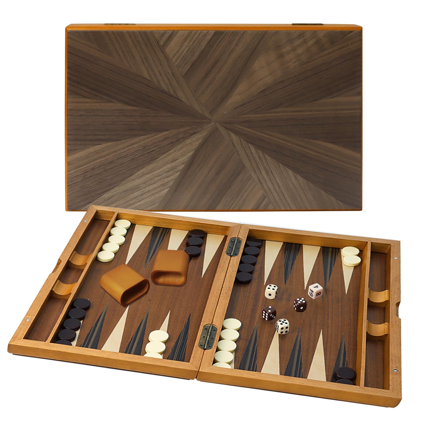 GSE Games & Sports Expert enhanced Wooden Folding Inlay Backgn Board Game Set  Classic Traditional Strategy Board Games (Focus - 17 Inches)
