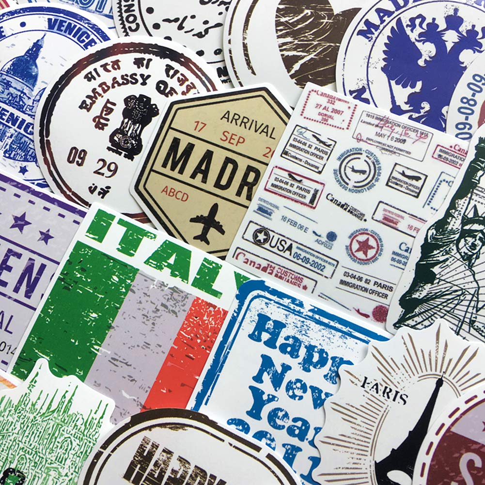 Vintage Travel Postmark Sticker Pack Of 60 Stickers Suitcase Stickers For Laptops Hydro Flasks Water Bottles Luggage