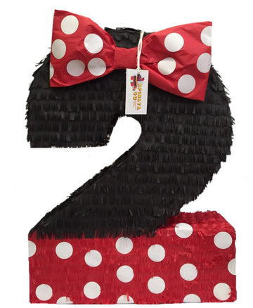 Apinata4U 20' Large Number Two Pinata - Black With Red Bow, Perfect For Mouse Themed Birthday Party Decorations And Supplies - Celebrate In Style!