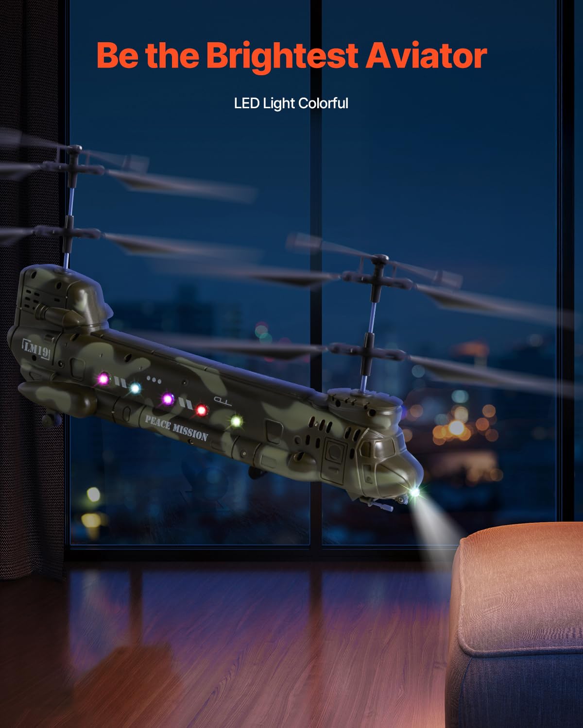 VEVOR RC Helicopter, 2.4GHz Military Remote Control Helicopter, 3.5 Channel RC Airplane for Kid, 20 Mins Flight Time, One-Key Ta